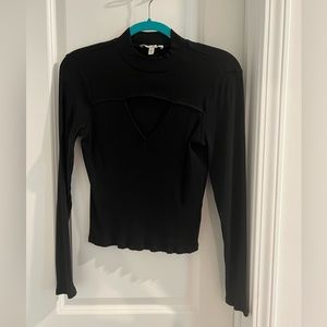 Express Black crop long sleeve shirt